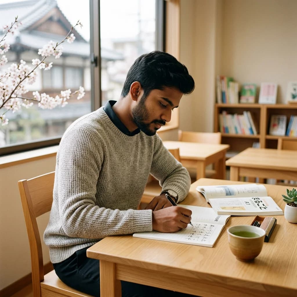 Sri Lankan student studying Japanese in Japan